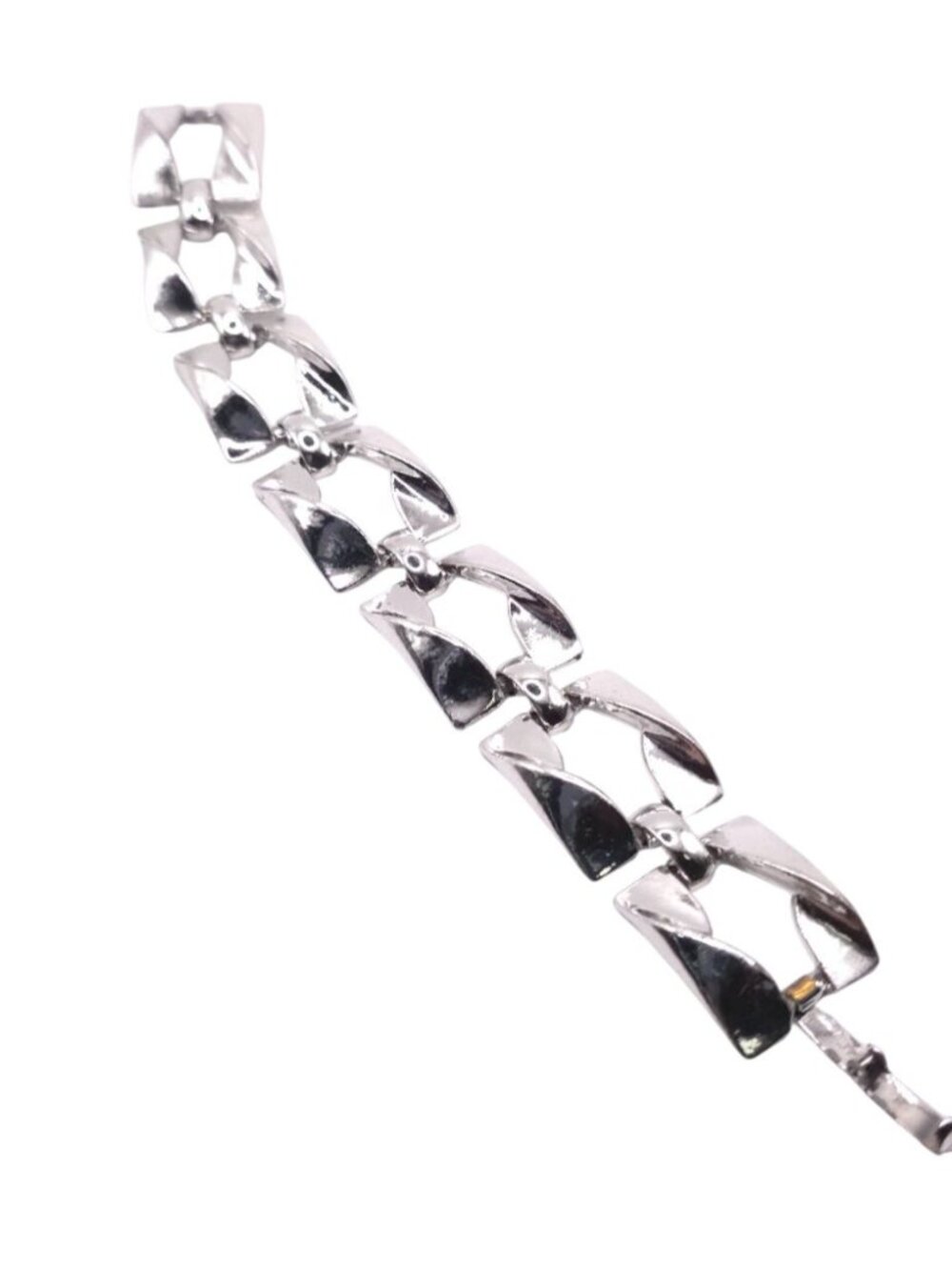 Silver-Tone Geometric Link Bracelet For Women Modern Design Polished Finish